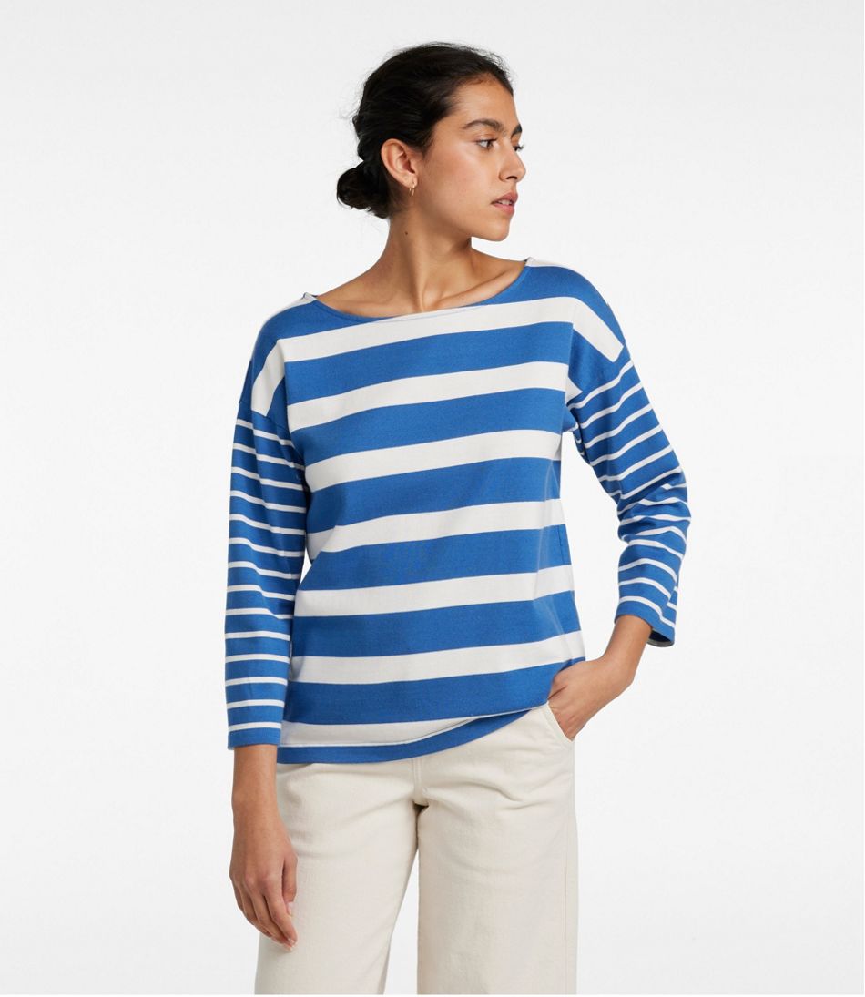Women's Heritage Mariner Top, Boatneck Three-Quarter-Sleeve Blocked Stripe | L.L.Bean discount