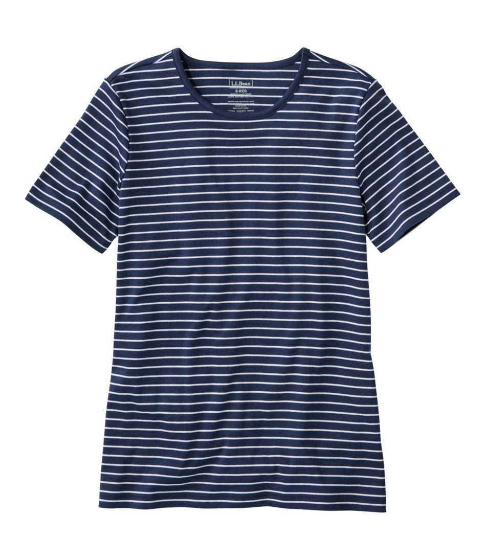Women's Pima Cotton Tee, Short-Sleeve Crewneck Stripe | L.L.Bean US