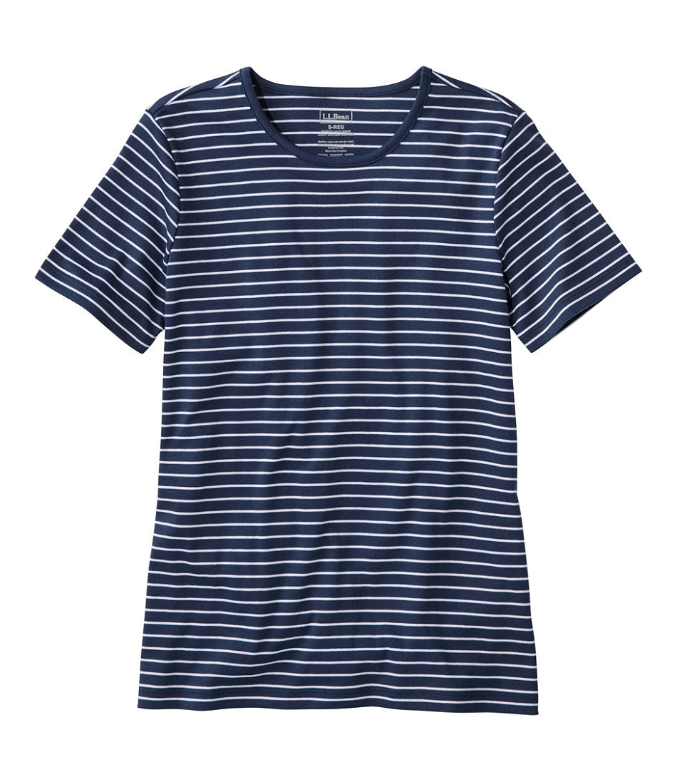 Women's Pima Cotton Tee, Short-Sleeve Crewneck Stripe | L.L.Bean US