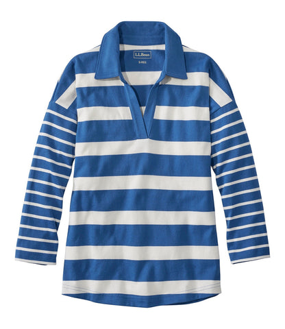 Women's Heritage Mariner Top, Splitneck Polo Three-Quarter-Sleeve, Block Stripe | L.L.Bean on sale