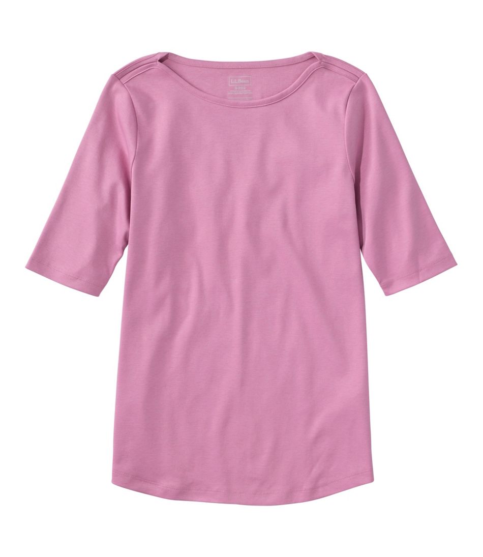 Women's Pima Cotton Tee, Elbow-Sleeve Boatneck | L.L.Bean US