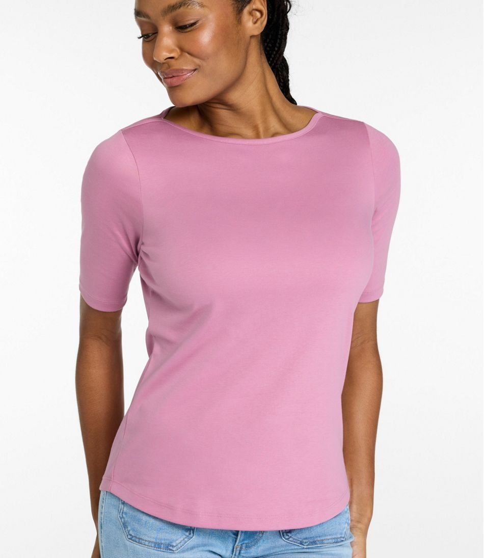 Women's Pima Cotton Tee, Elbow-Sleeve Boatneck | L.L.Bean US
