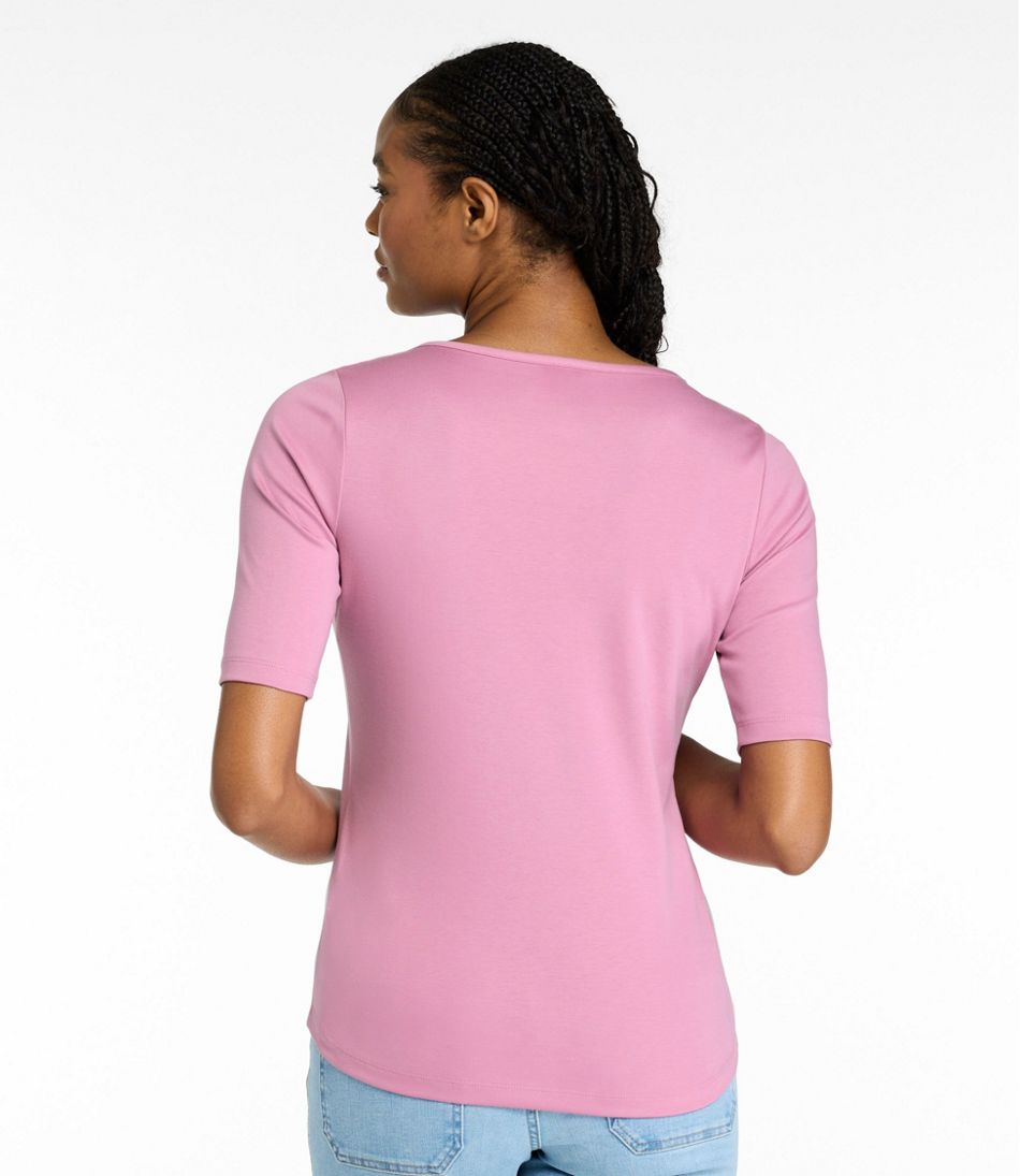 Women's Pima Cotton Tee, Elbow-Sleeve Boatneck | L.L.Bean US