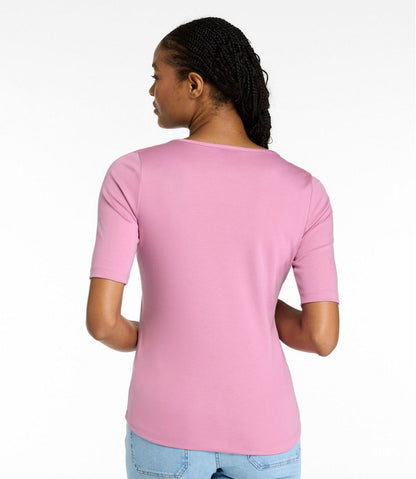 Women's Pima Cotton Tee, Elbow-Sleeve Boatneck | L.L.Bean US