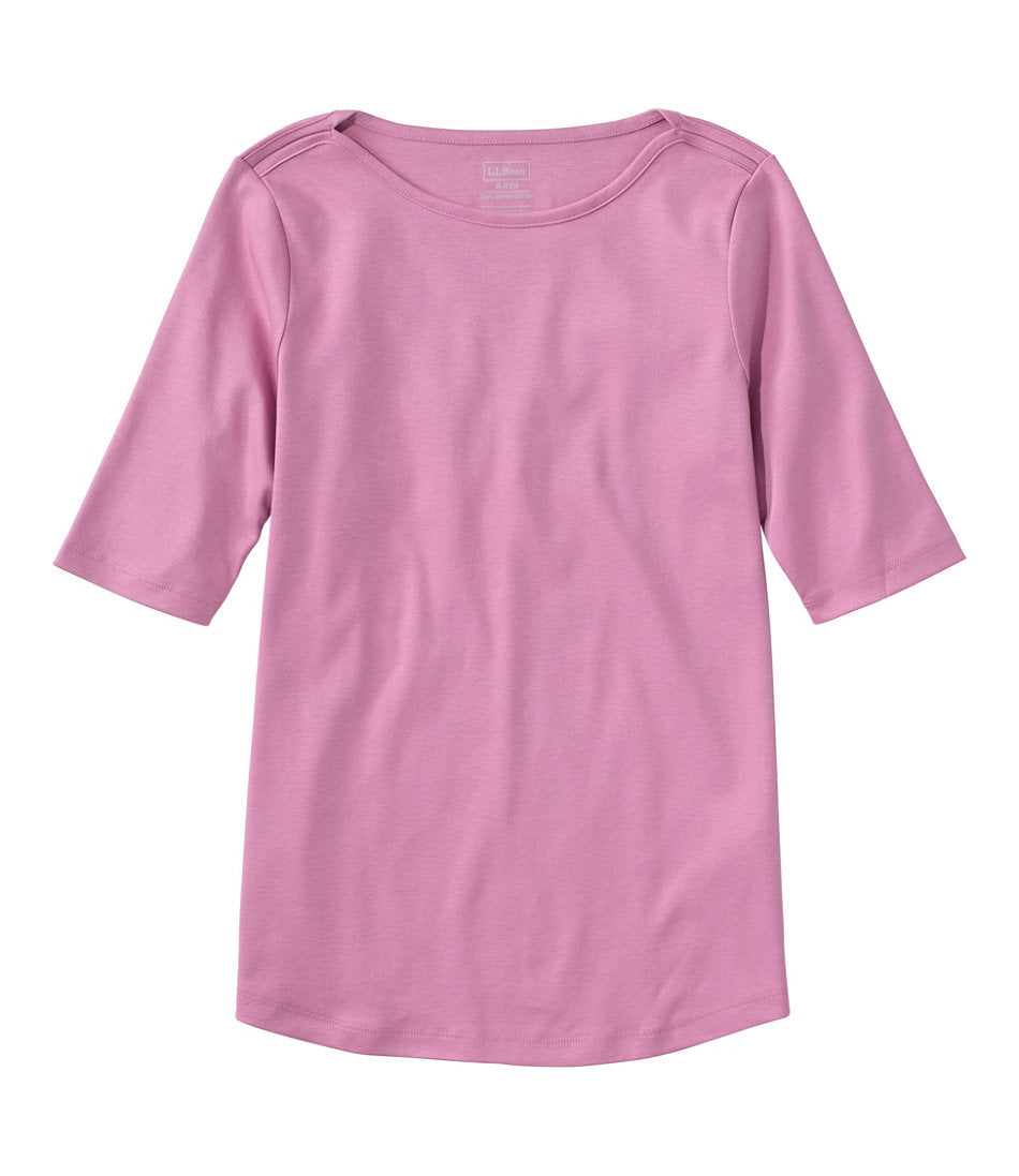 Women's Pima Cotton Tee, Elbow-Sleeve Boatneck | L.L.Bean US