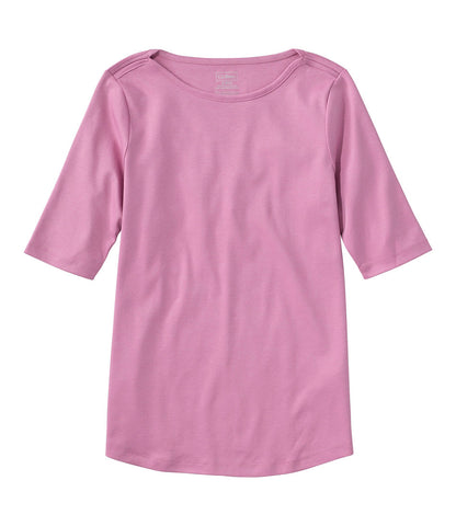 Women's Pima Cotton Tee, Elbow-Sleeve Boatneck | L.L.Bean US