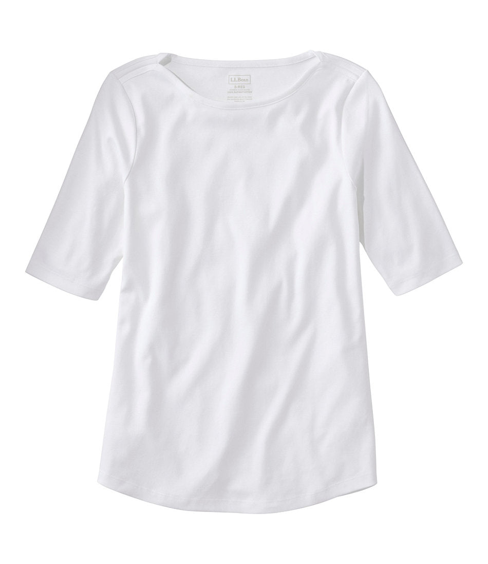 Women's Pima Cotton Tee, Elbow-Sleeve Boatneck | L.L.Bean US