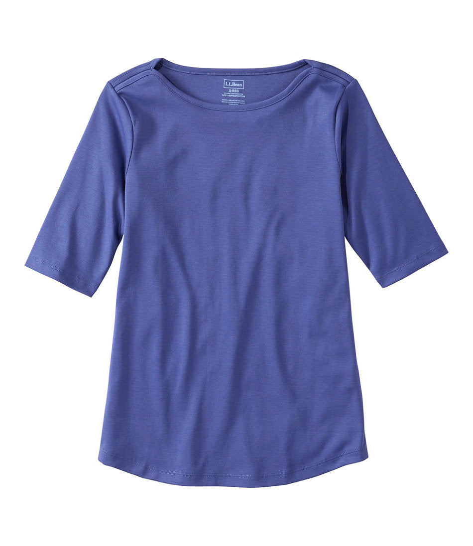 Women's Pima Cotton Tee, Elbow-Sleeve Boatneck | L.L.Bean US