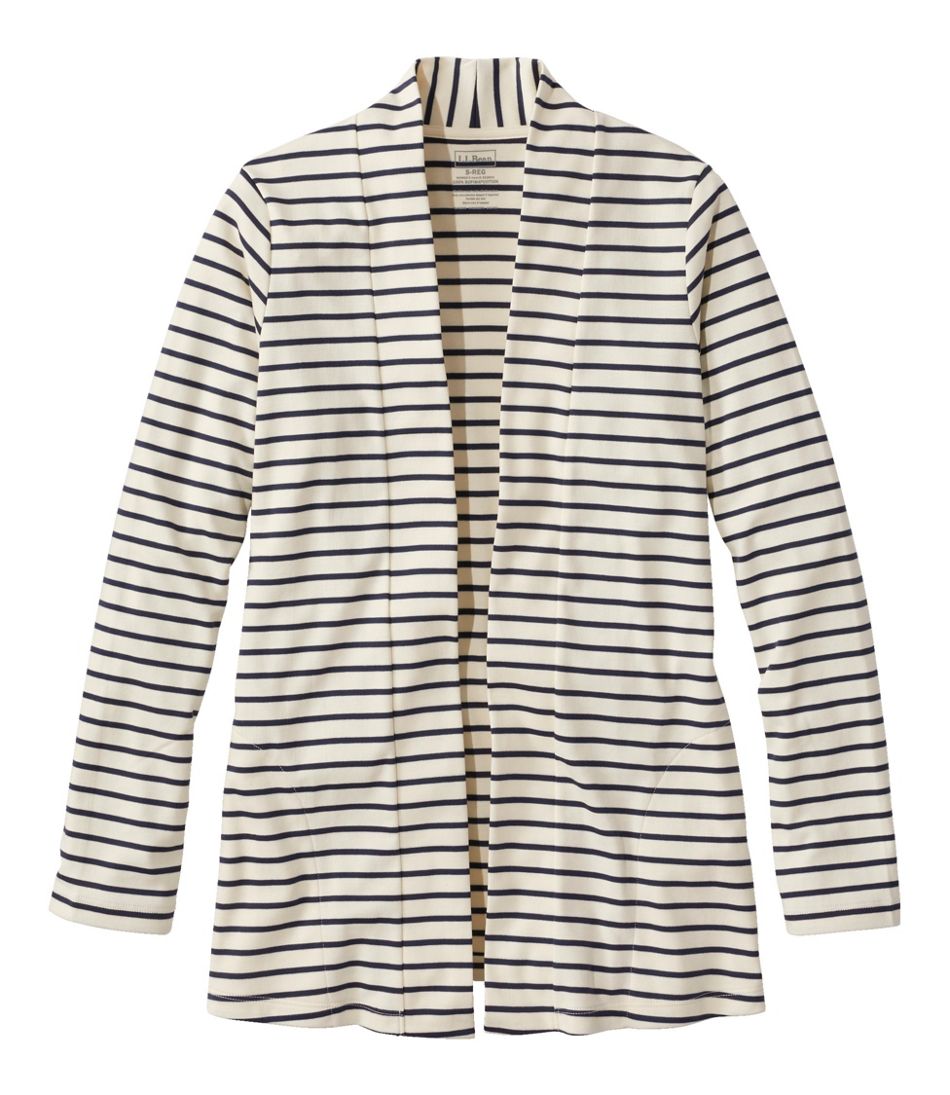 Women's Pima Cotton Open Cardigan, With Pockets Stripe | L.L.Bean online