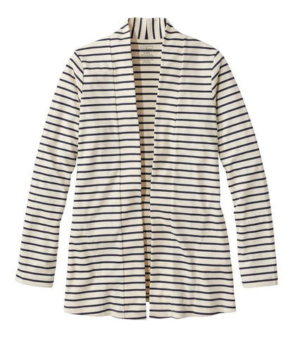 Women's Pima Cotton Open Cardigan, With Pockets Stripe | L.L.Bean online