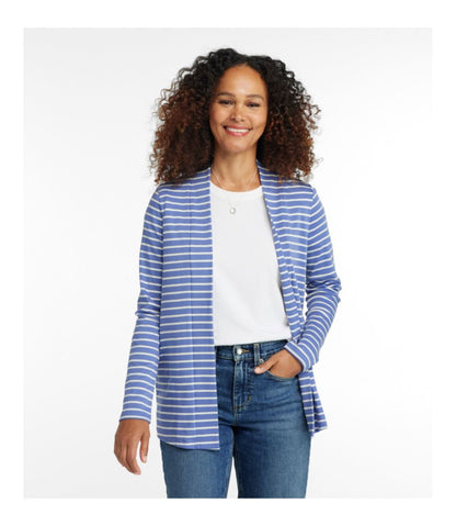 Women's Pima Cotton Open Cardigan, With Pockets Stripe | L.L.Bean online