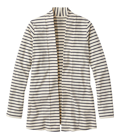 Women's Pima Cotton Open Cardigan, With Pockets Stripe | L.L.Bean online