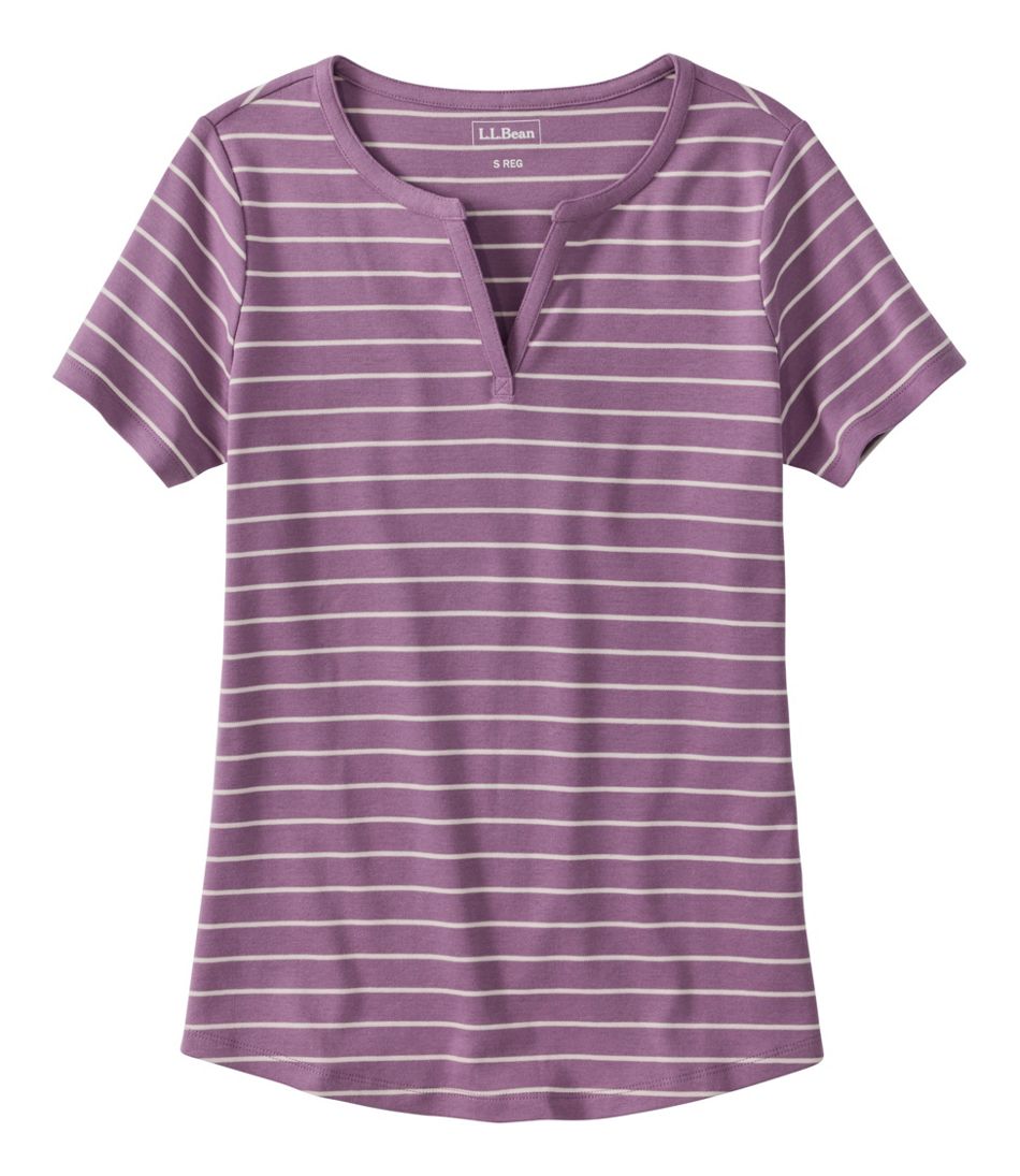 Women's Tee, Short-Sleeve Notch-Neck Stripe | L.L.Bean outlet