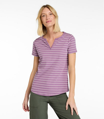 Women's Tee, Short-Sleeve Notch-Neck Stripe | L.L.Bean outlet