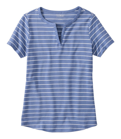 Women's Tee, Short-Sleeve Notch-Neck Stripe | L.L.Bean outlet