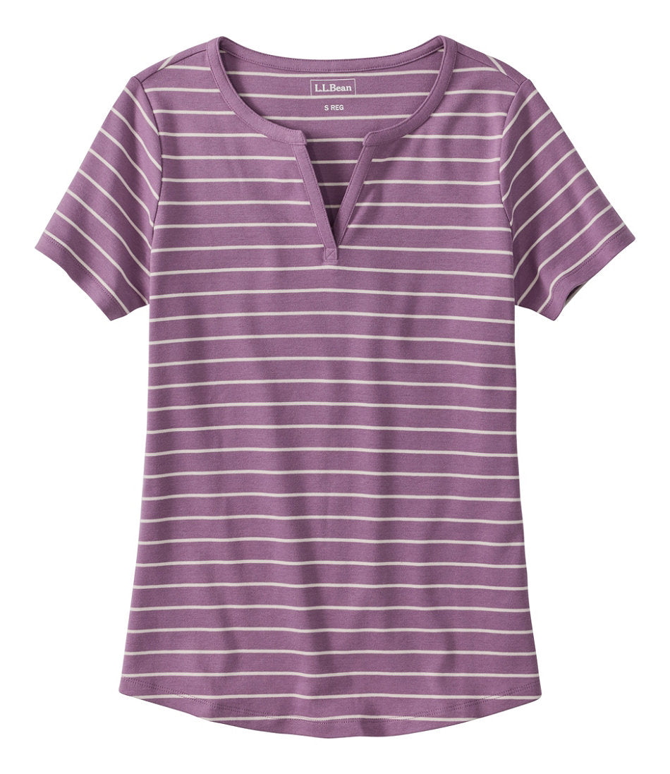 Women's Tee, Short-Sleeve Notch-Neck Stripe | L.L.Bean outlet
