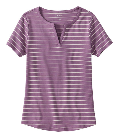 Women's Tee, Short-Sleeve Notch-Neck Stripe | L.L.Bean outlet