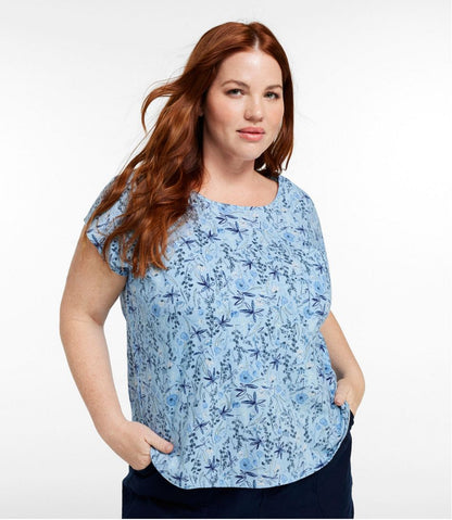 Women's Linen/Cotton Tee, Short-Sleeve Scoopneck Print | L.L.Bean discount