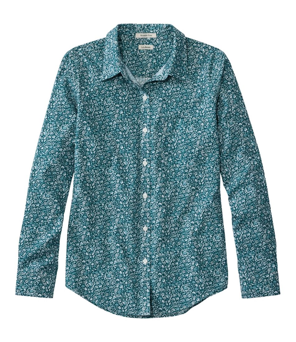 Women's Wrinkle-Free Pinpoint Oxford Shirt, Relaxed Fit Long-Sleeve Print | L.L.Bean discount