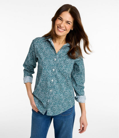Women's Wrinkle-Free Pinpoint Oxford Shirt, Relaxed Fit Long-Sleeve Print | L.L.Bean discount