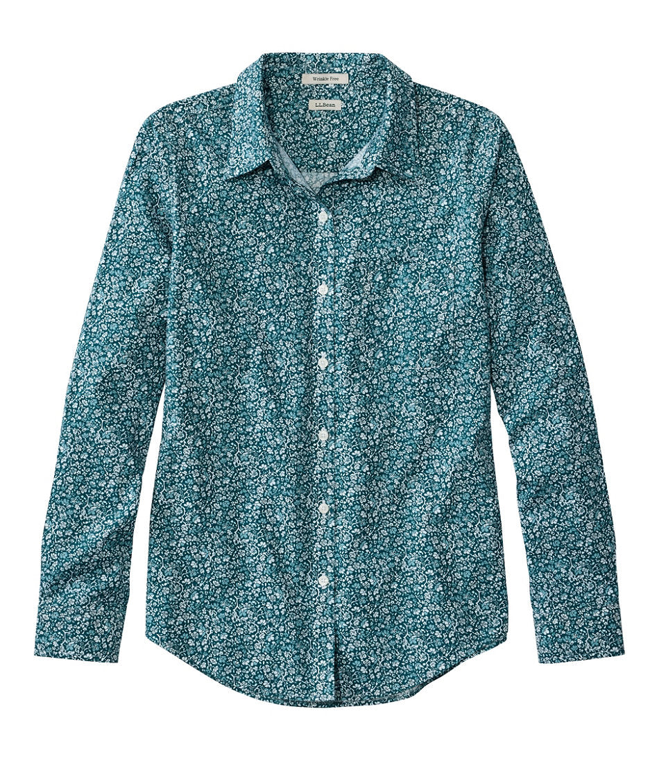 Women's Wrinkle-Free Pinpoint Oxford Shirt, Relaxed Fit Long-Sleeve Print | L.L.Bean discount