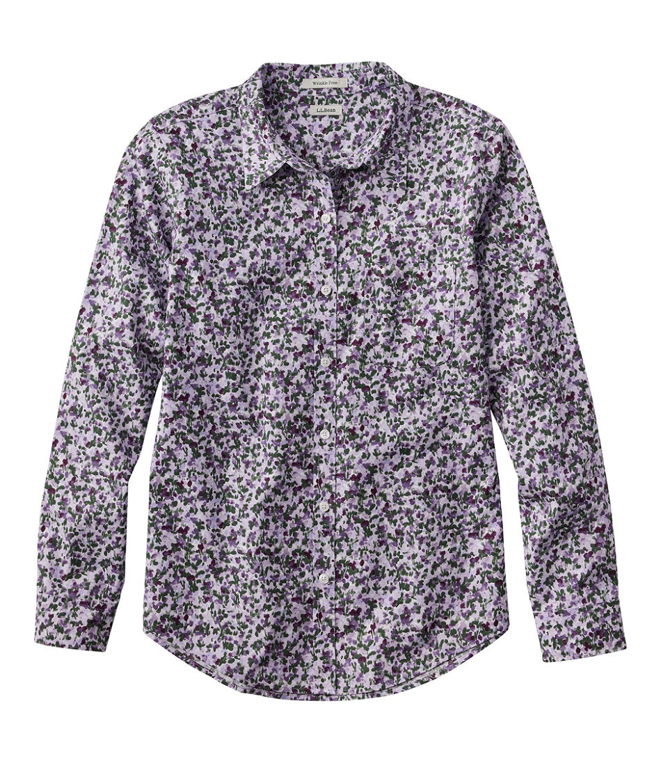 Women's Wrinkle-Free Pinpoint Oxford Shirt, Relaxed Fit Long-Sleeve Print | L.L.Bean discount