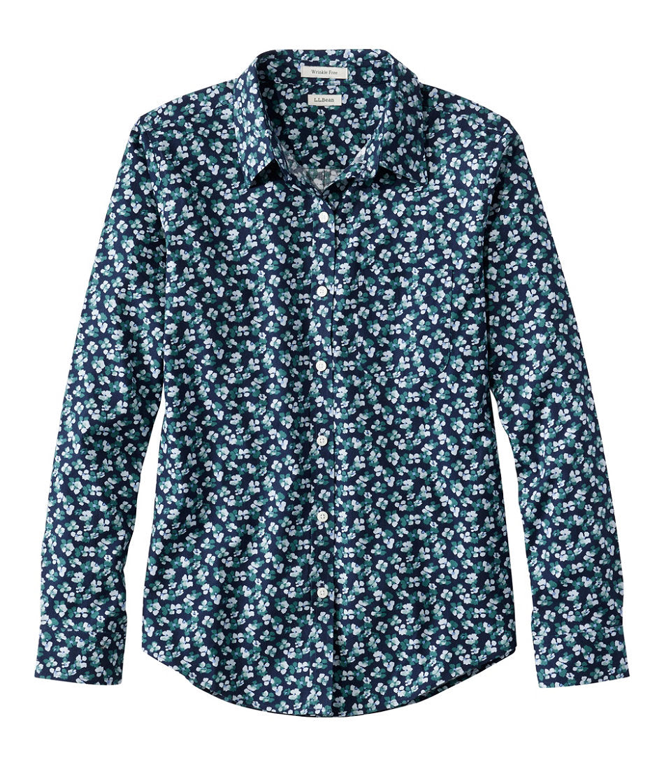 Women's Wrinkle-Free Pinpoint Oxford Shirt, Relaxed Fit Long-Sleeve Print | L.L.Bean discount