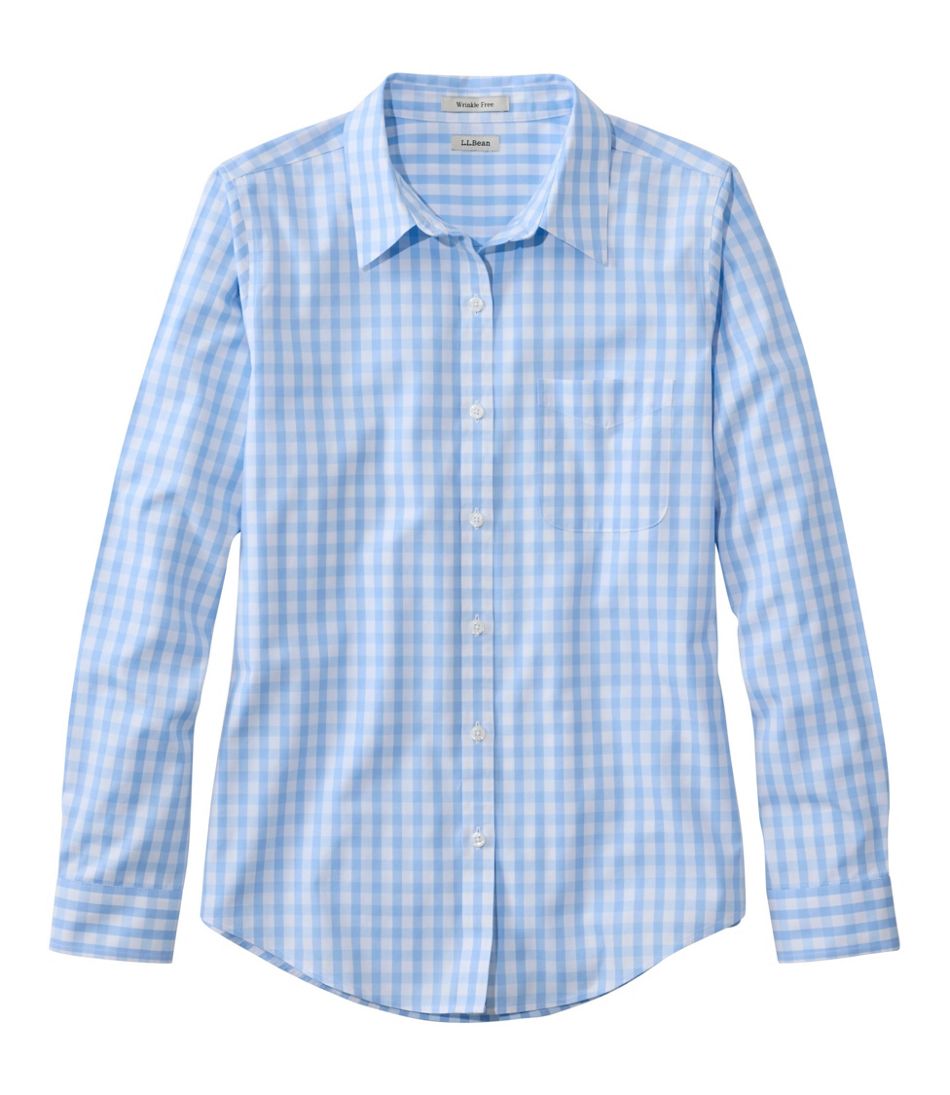 Women's Wrinkle-Free Pinpoint Oxford Shirt, Long-Sleeve Relaxed Fit Plaid | L.L.Bean online