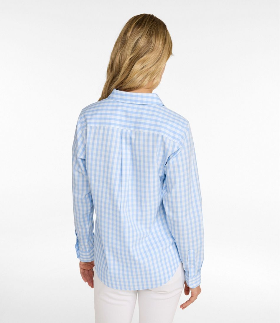 Women's Wrinkle-Free Pinpoint Oxford Shirt, Long-Sleeve Relaxed Fit Plaid | L.L.Bean online