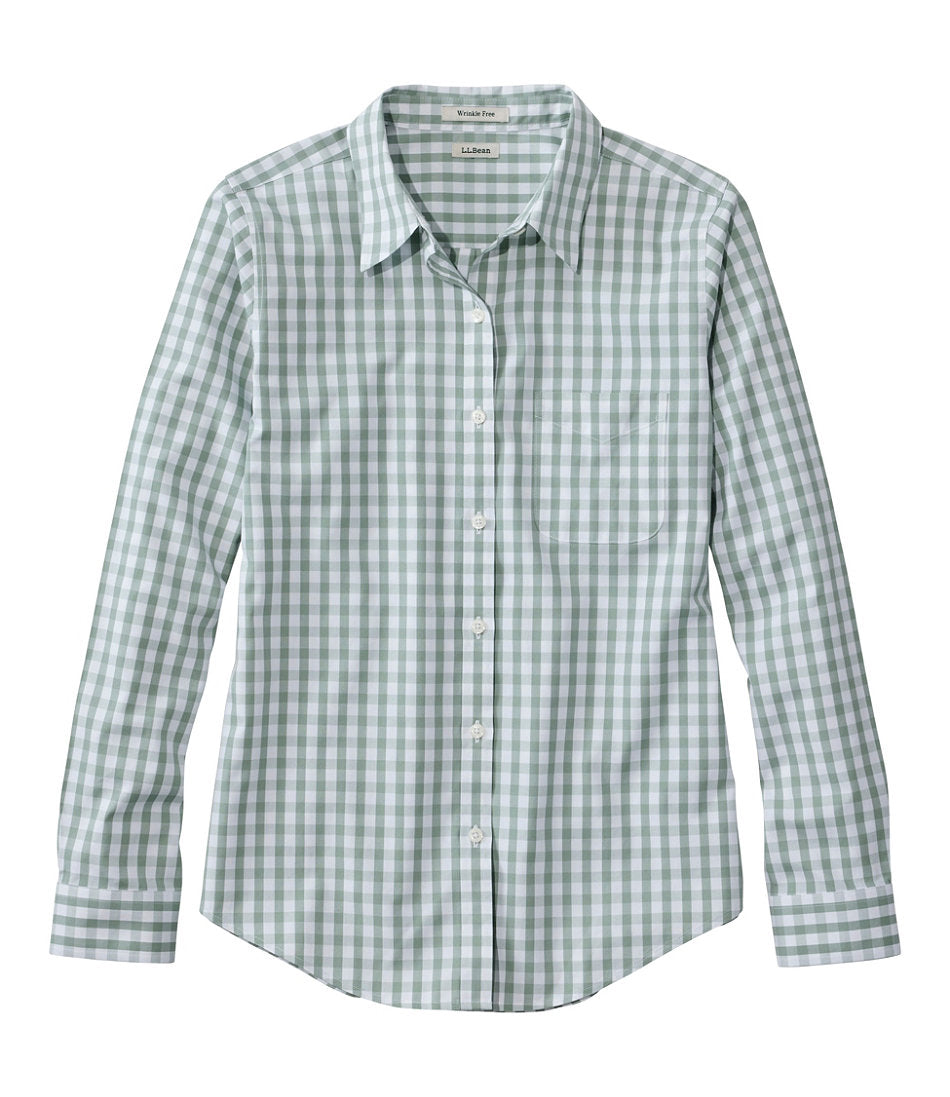 Women's Wrinkle-Free Pinpoint Oxford Shirt, Long-Sleeve Relaxed Fit Plaid | L.L.Bean online