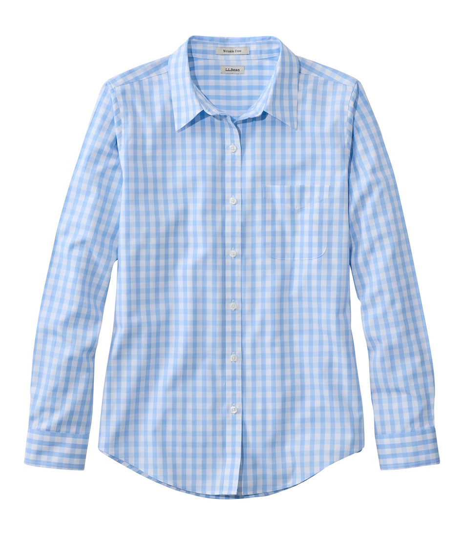 Women's Wrinkle-Free Pinpoint Oxford Shirt, Long-Sleeve Relaxed Fit Plaid | L.L.Bean online