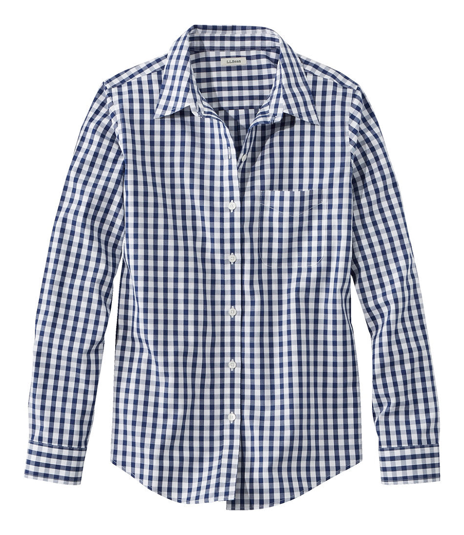 Women's Wrinkle-Free Pinpoint Oxford Shirt, Long-Sleeve Relaxed Fit Plaid | L.L.Bean online