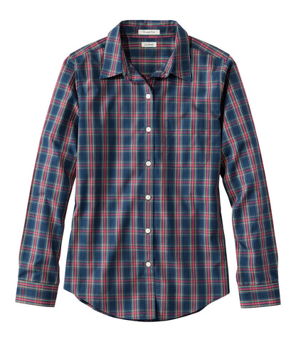 Women's Wrinkle-Free Pinpoint Oxford Shirt, Long-Sleeve Relaxed Fit Plaid | L.L.Bean online