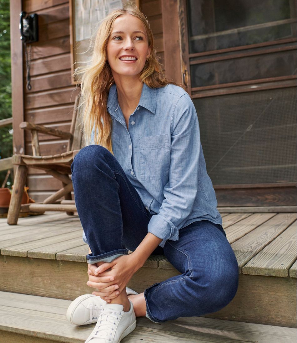 Women's Essential Cotton Shirt, Chambray Long Sleeve | L.L.Bean online