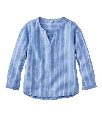 Women's Premium Washable Linen Shirt, Splitneck Stripe | L.L.Bean for sale