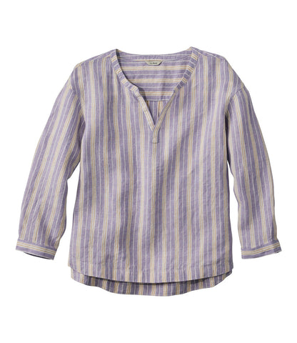 Women's Premium Washable Linen Shirt, Splitneck Stripe | L.L.Bean for sale