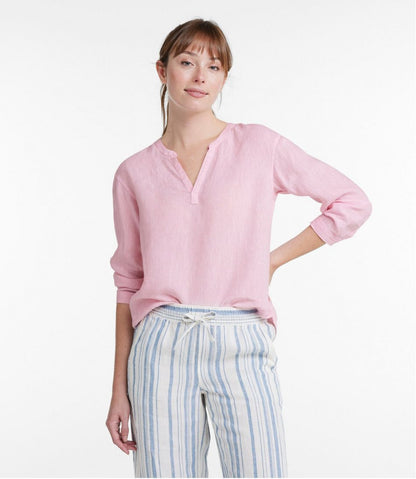 Women's Premium Washable Linen Shirt, Splitneck | L.L.Bean on sale