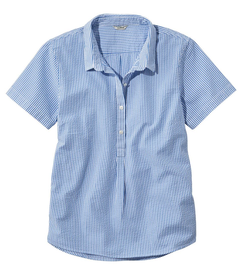 Women's Vacationland Seersucker Shirt, Short-Sleeve Popover Stripe | L.L.Bean online