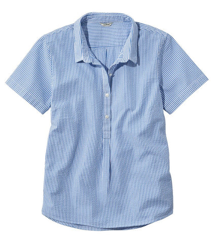 Women's Vacationland Seersucker Shirt, Short-Sleeve Popover Stripe | L.L.Bean online