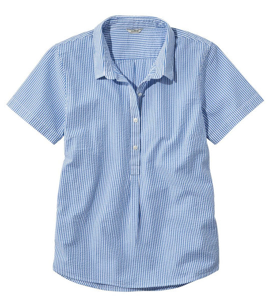 Women's Vacationland Seersucker Shirt, Short-Sleeve Popover Stripe | L.L.Bean online