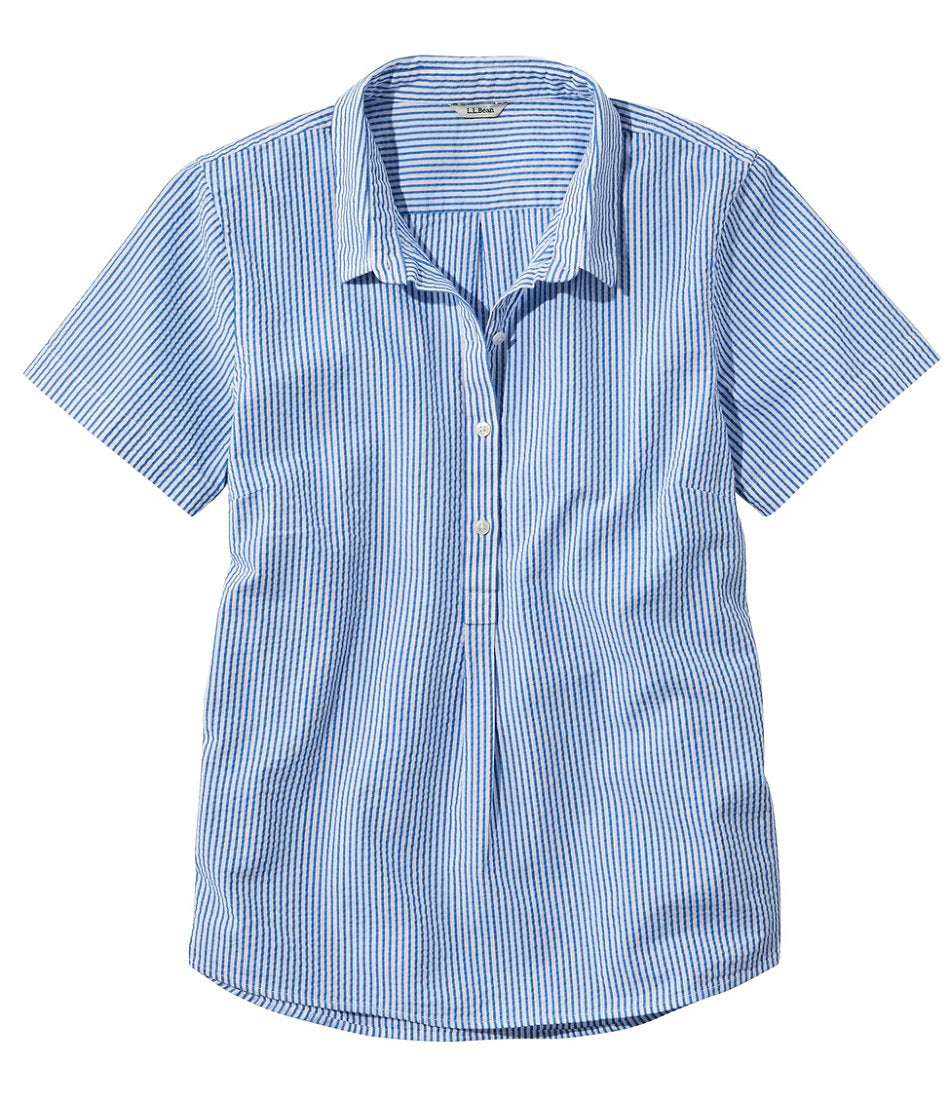 Women's Vacationland Seersucker Shirt, Short-Sleeve Popover Stripe | L.L.Bean online