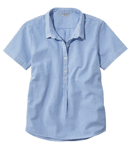 Women's Vacationland Seersucker Shirt, Short-Sleeve Popover Stripe | L.L.Bean online