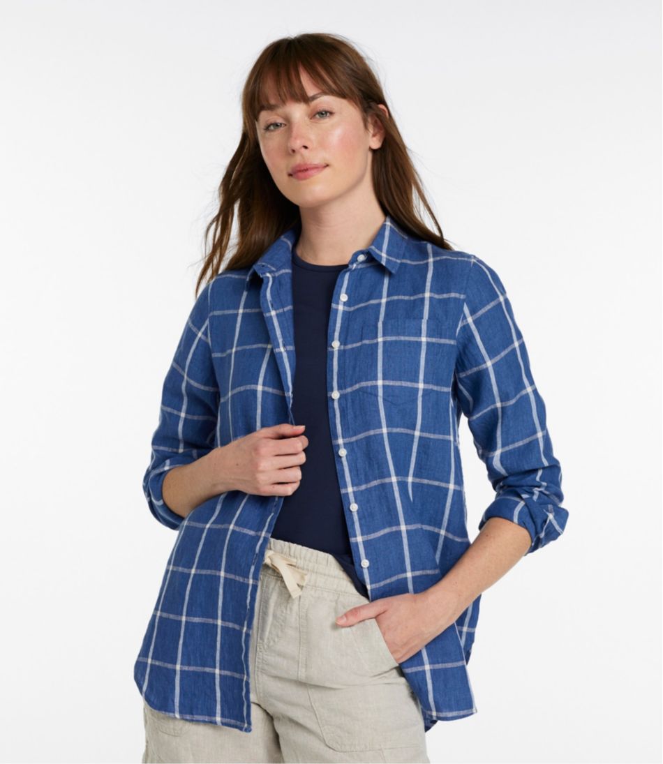Women's Premium Washable Linen Shirt, Tunic Stripe | L.L.Bean US