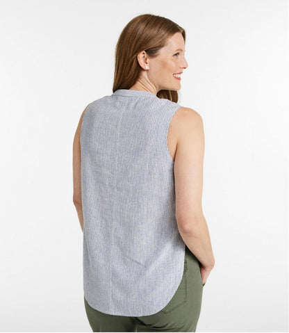 Women's Signature Linen-Blend Button-Front Shirt, Sleeveless | L.L.Bean sale