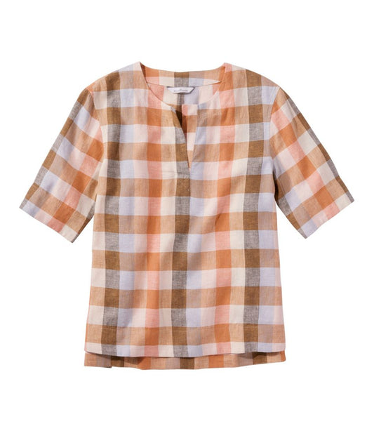 Women's Signature Linen-Blend Splitneck Shirt, Short-Sleeve | L.L.Bean online