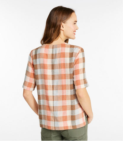 Women's Signature Linen-Blend Splitneck Shirt, Short-Sleeve | L.L.Bean online