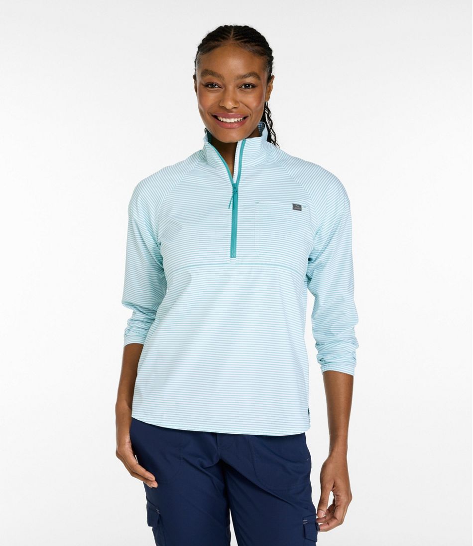 Women's Everyday SunSmart® Woven Shirt, Quarter-Zip Pullover Colorblock | L.L.Bean US