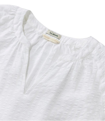 Women's Bean's Seacoast Seersucker Splitneck Shirt | L.L.Bean sale