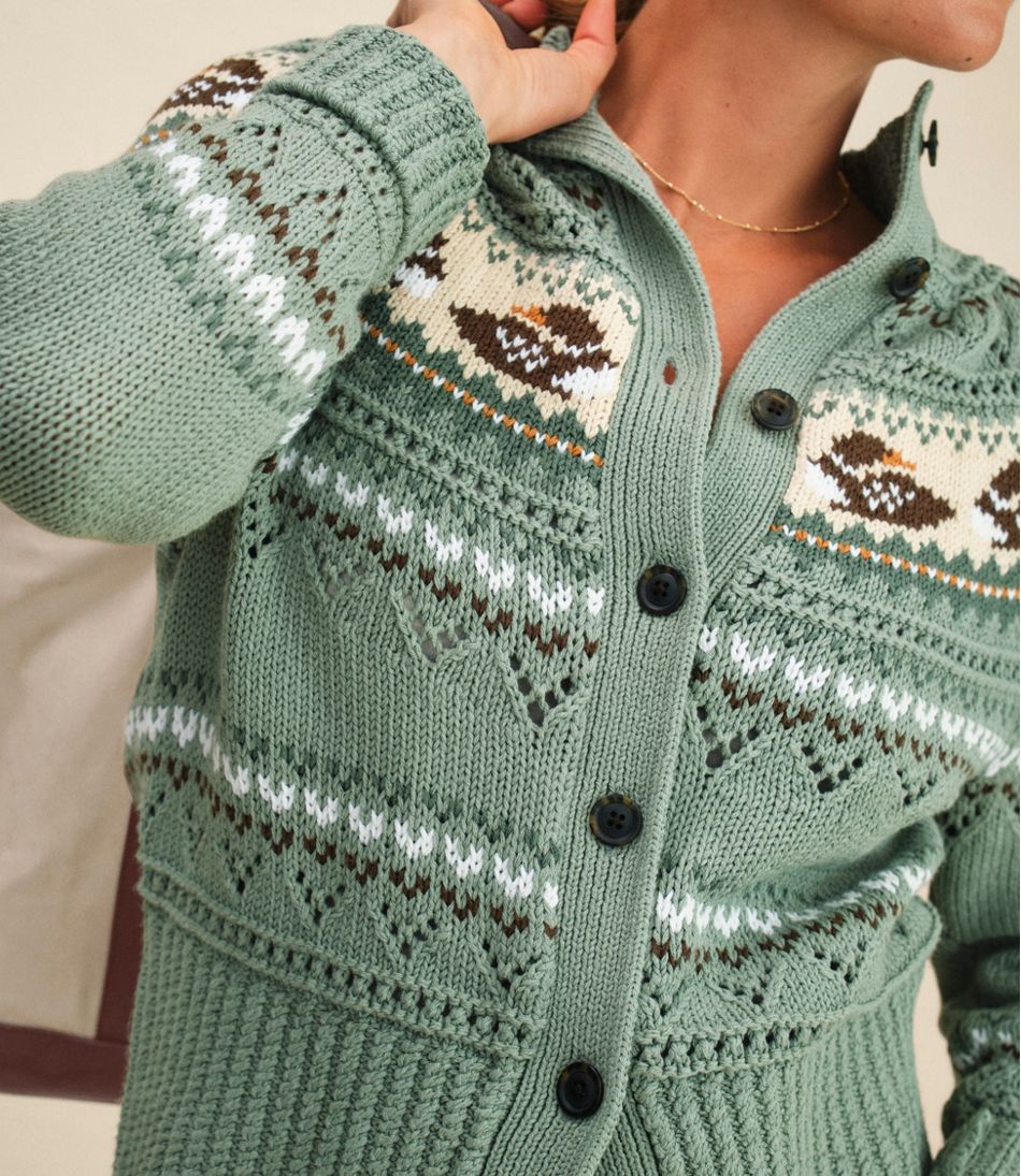 Women's Signature Cotton Fisherman Sweater, Short Cardigan Fair Isle | L.L.Bean discount