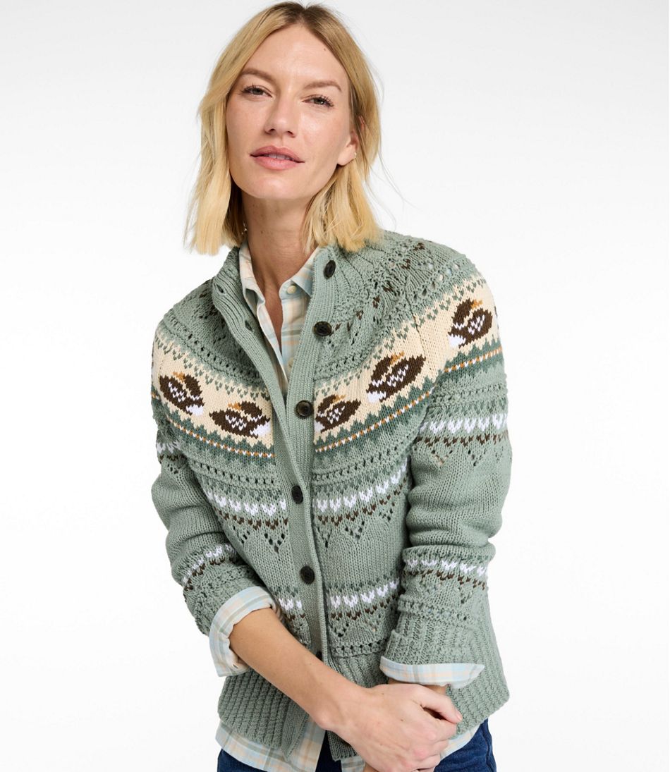 Women's Signature Cotton Fisherman Sweater, Short Cardigan Fair Isle | L.L.Bean discount